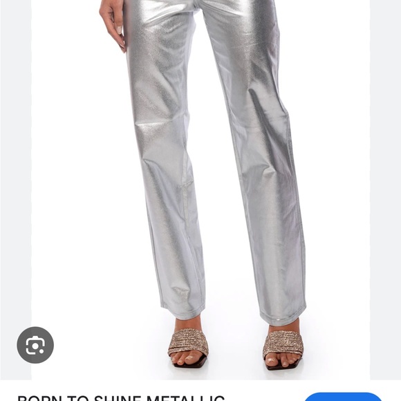 AKIRA “Born to Shine” Metallic Straight-Leg Pants – Size L - Picture 4 of 7